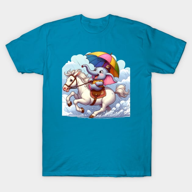 little elephant riding a horse T-Shirt by Wowcool